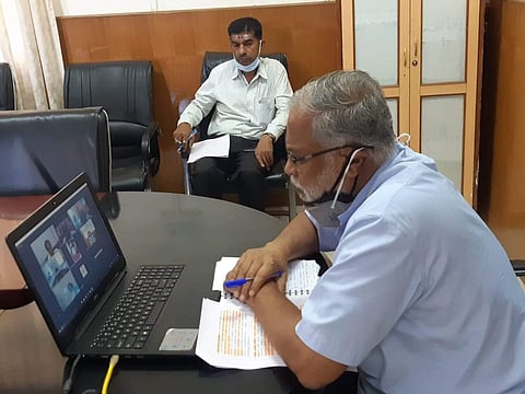 Suresh Kumar during today's meeting with the officials (Picture: Edexlive)