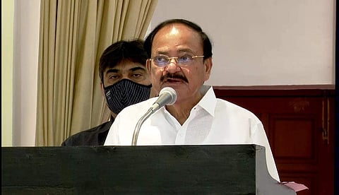 Vice President M Venkaiah Naidu speaking at the event orgnaised by the Krea University | Pic: Sourced