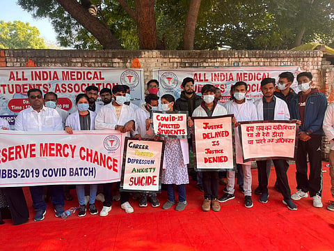 MBBS students' protest at Jantar Mantar | (Pic: Dr Jitendra Singh)