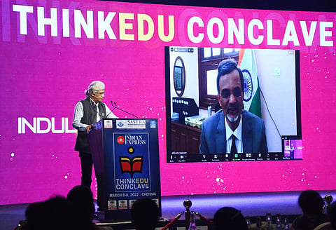Chief economic advisor, V Anantha Nageswaran attending Think Edu 2022 virtually | Pic: Ashwin Prasath