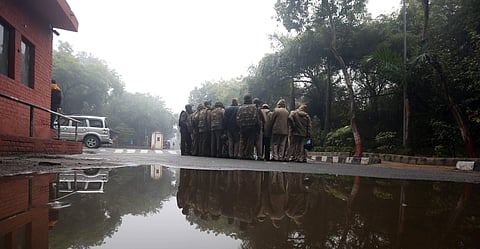 File photo of police inside JNU | (Pic: Express)