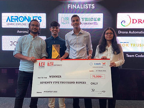 The group of four students who worked on project Lok Trusha |Pic: Sourced