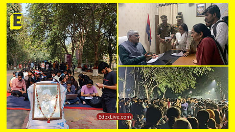 Students protest at IIT BHU in November 2023.