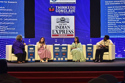 Picture of the speakers from the ThinkEdu Conclave 2024. (Express Photo)