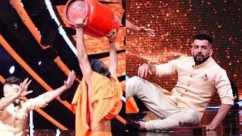 baba Ramdev picks cylinder hand set Indian idol 12 jay bhanushali looking shocked
