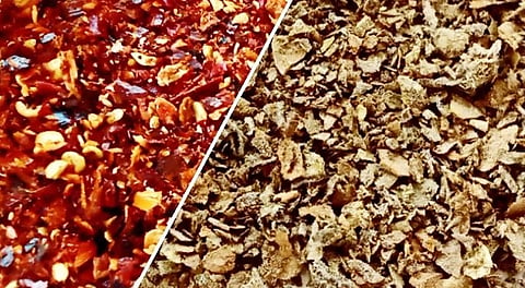 chilli flakes and oregano