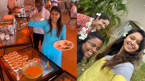 Amras and misal party on the sets of Majha Hoshil Na