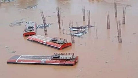 Bus in Rain Water