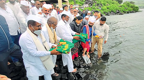 Jal Pujan of Bhavli Dam by Narhari Zirwal