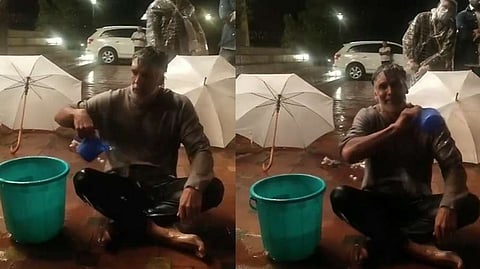 milind soman bath