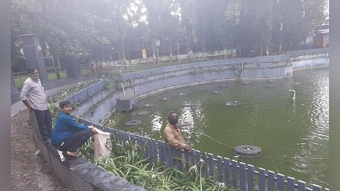 पद्मावती कै. काकासाहेब गाडगीळ उद्यान तलावातील मासे मेल्याने दुर्गंधी