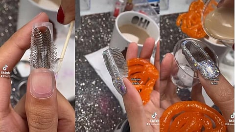 Nail Art : नखाची गाळणी...थेट चहा गाळण्याचा व्हिडीओ व्हायरल!