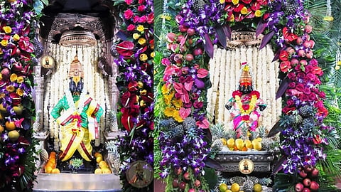 नववर्षानिमित्त श्री विठ्ठल-रुक्मिणी मंदिरास फळा-फुलांची आकर्षक आरास