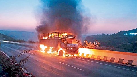tenth twelfth board question paper burned fire on the transport tempo