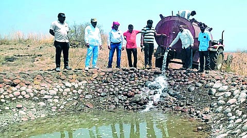 Artificial ponds on Lodhai Mata Hill by farmers initiative