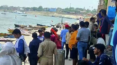 Boat capsized on Prabhu Ghat on the river Ganga