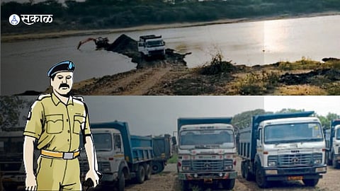 Parbhani sand mining four Poklen 14 truck two boats seized Police
