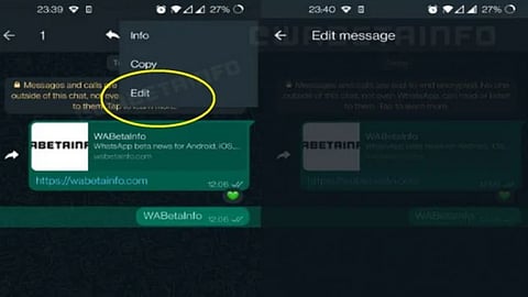 Message edit feature in WhatsApp