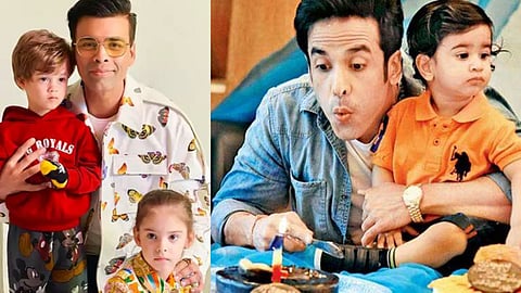 single father karan johar and tusshar kapoor celebrate fathers day