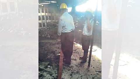 firefighters checking fire condition in master mall