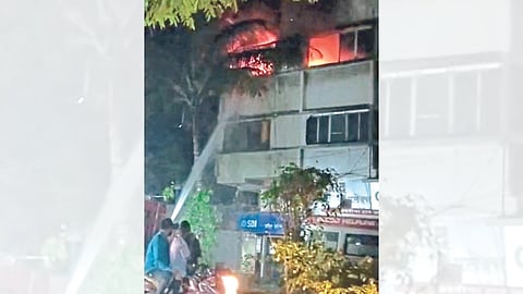 Fire broke out at blood bank in Ashirwad Complex.