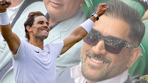 MS Dhoni Attend Wimbledon Quarter Final Watch favorite Rafael Nadal Fight Back Match