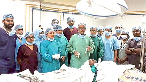 Dr. who successfully removed the knife stuck in the patient's eye by surgery. Mukarram Khan and Co.