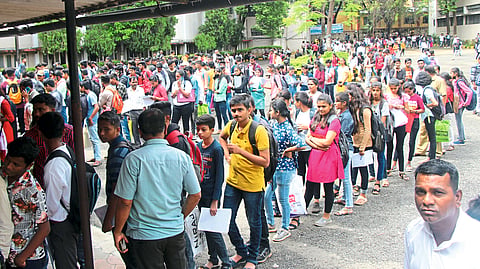 As the first merit list of class 11th was announced on Friday, the queue of students for admission in colleges.