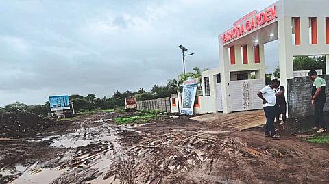 road covered in mud