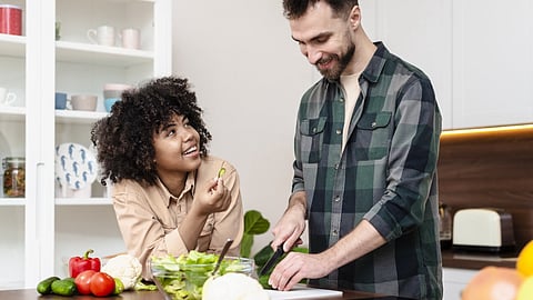 husband in kitchen