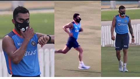 Virat Kohli : Ind vs Pak हायव्होल्टेज सामन्याआधी 'हाई ऑल्टिट्यूड मास्क' घालून कोहली मैदानात