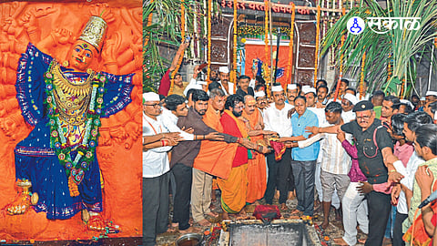 On Dasara, on Wednesday in Saptshringidevi's temple assembly hall, the president of the trust Vardhan P. Desai, Mankari and villagers.