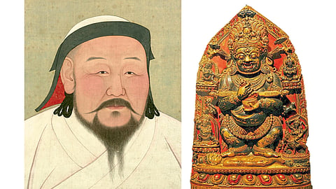 Kublai khan and bauddha god mahakala idol