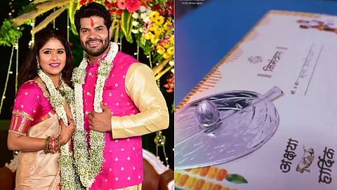 Popular Marathi television couple Akshaya Deodhar and Hardeek Joshi Wedding Card glimpse