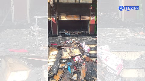 Mudra NX readymade clothing shop burned by fire.