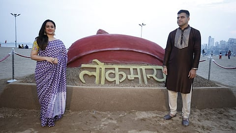 Lokmanya new marathi serial sand art on girgaon chaupati Photo