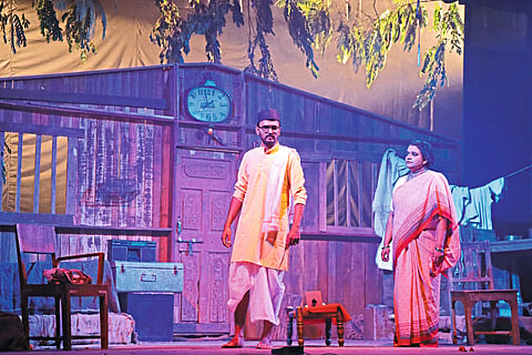 Nashik: Actors of Kavivarya Narayan Surve Public Library performing scenes from the play Udakshant in the State Drama Competition.