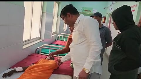 Former corporator Navnath Aher during questioning after admitting the injured children to the hospital