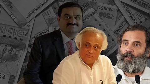 Rahul Gandhi, Jairam Ramesh and Gautam Adani