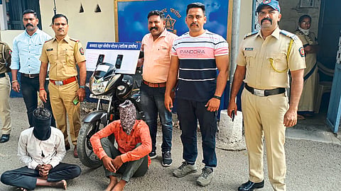 Two suspects were arrested in the police operation and the bike and mobile phone were seized.