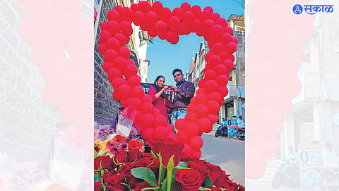 Couple celebrating Valentine's Day expressing their love