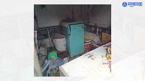 Awkwardly thrown goods by thieves in milk dairy.