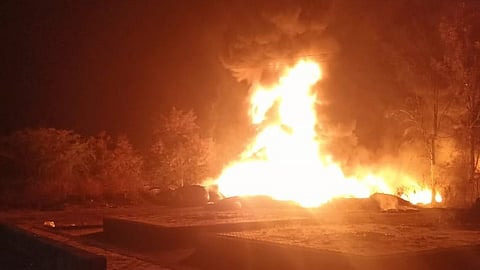 fire accident Vadgaon Haveli Loss of crores of pipes water scheme satara