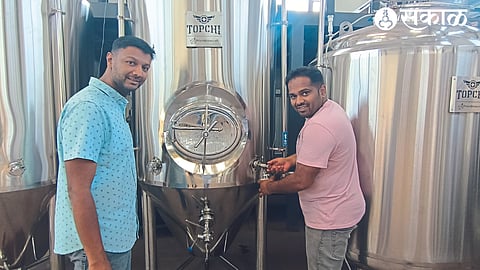 Abhishek Patil and Jay Patil filling beer cans