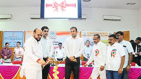 Guardian Minister Gulabrao Patil while inaugurating the Adarsh Gram Sevak Award distribution ceremony by Zilla Parishad on Saturday