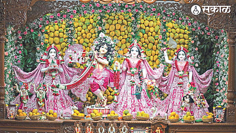 Beautiful decorations in ISKCON temple on Sunday