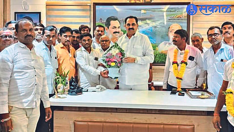 MLA Anil Patil and office bearers congratulating the winning candidates of various executive societies in Padse