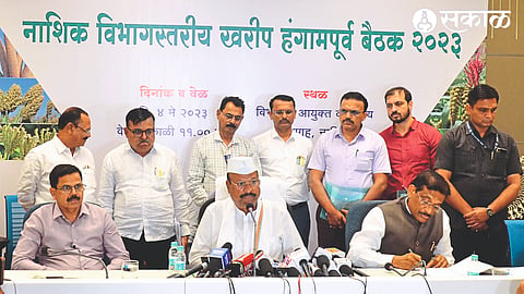 Agriculture Minister Abdul Sattar speaking at a press conference held at the Nashik Divisional Commissionerate on Thursday