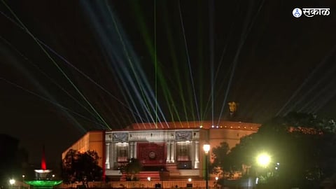Laser and Light Show New Parliament building