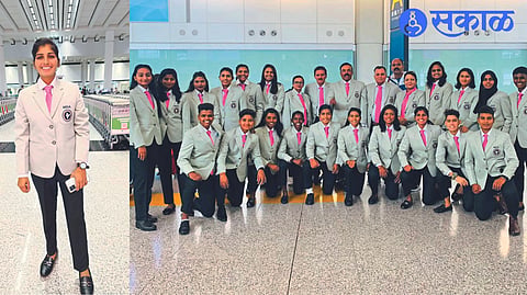 Baseball player Rekha Dhangar and Indian baseball team that has participated in international tournaments.